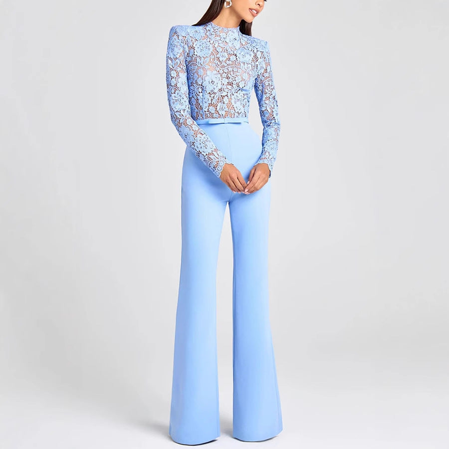 Women's Elegant Lace Tassel Long Sleeve Jumpsuit