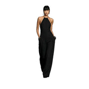 Elegant Backless Pleated Wide-Leg Jumpsuit