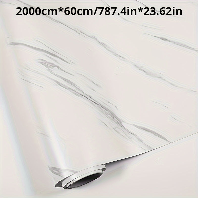[1 Roll Jazz Marble Sticker] 1 Roll Jazz White Marble Texture Self-Adhesive Wall Sticker | Easy to Disassemble and Freely Splice | Suitable for Various Desktops, Smooth Walls, Bathroom Walls, Kitchen…