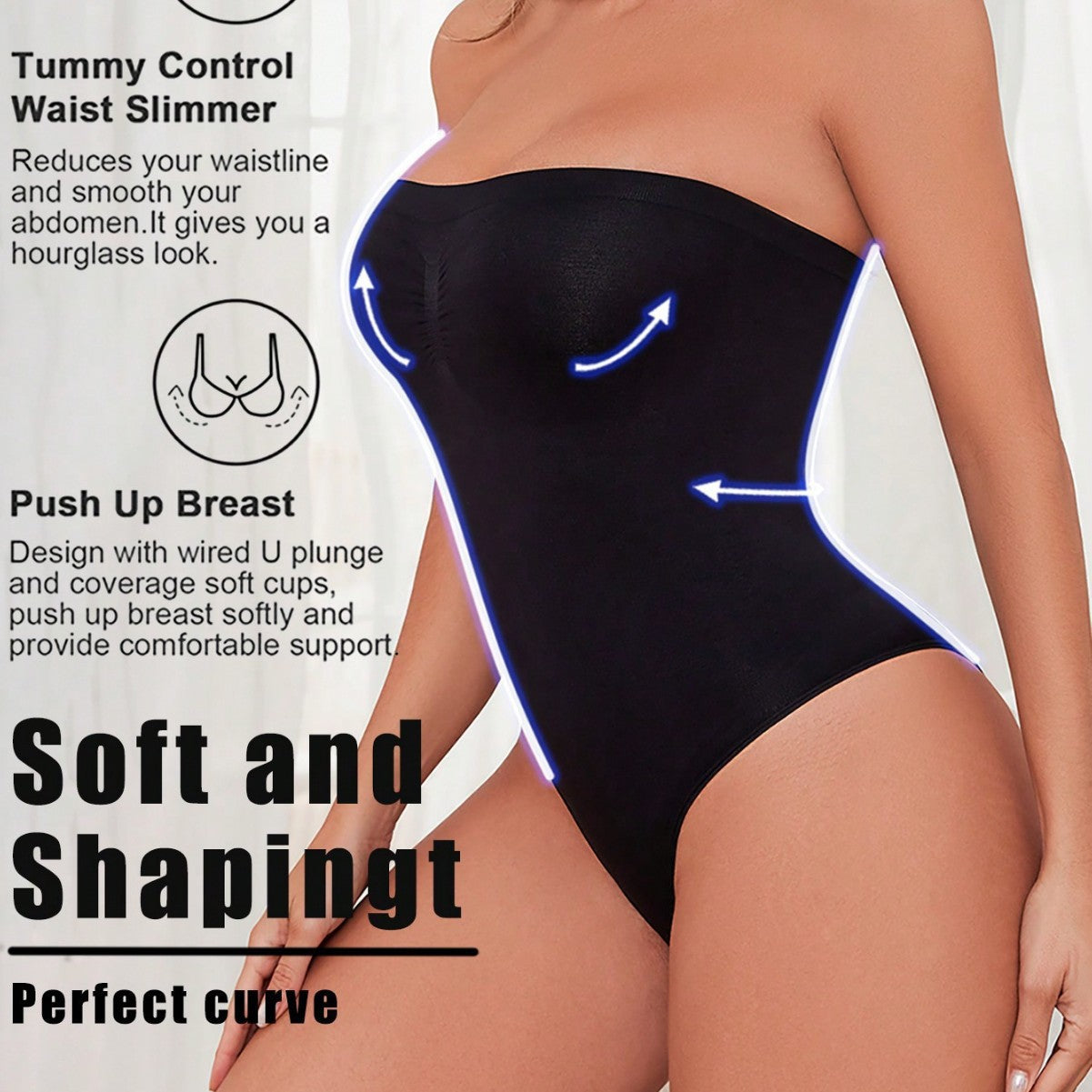 Seamless Strapless Bustier Shapewear Bodysuit