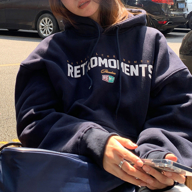 Women's Velvet Padded Hooded Sweatshirt