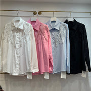 Heavy-duty Jacquard Embroidery Single-breasted Lapel Loose-fit Shirt