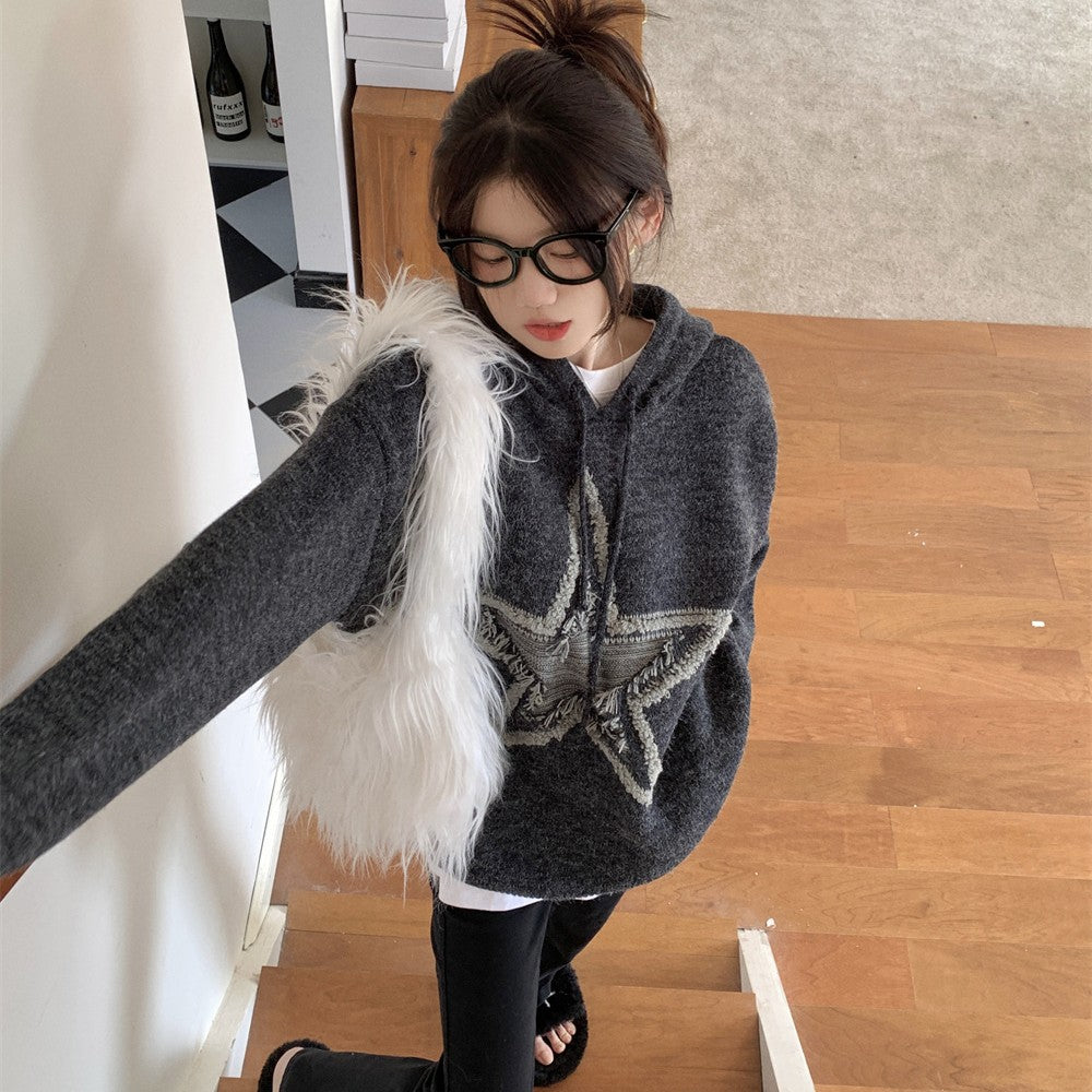 Autumn And Winter American Vintage Old Five-pointed Star Sweater