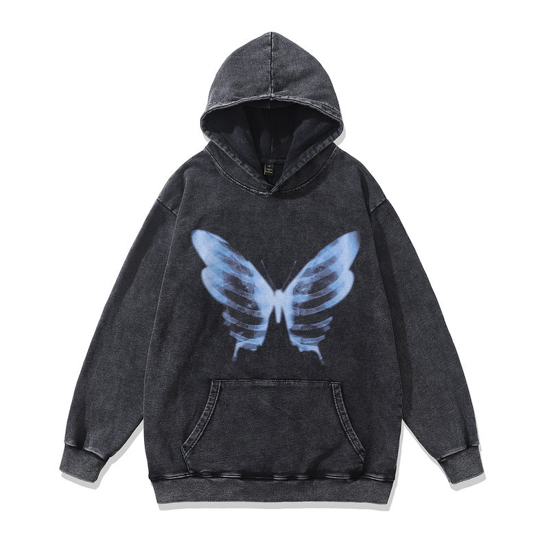 Retro Loose Hip Hop Hooded Terry Sweater for Streetwear