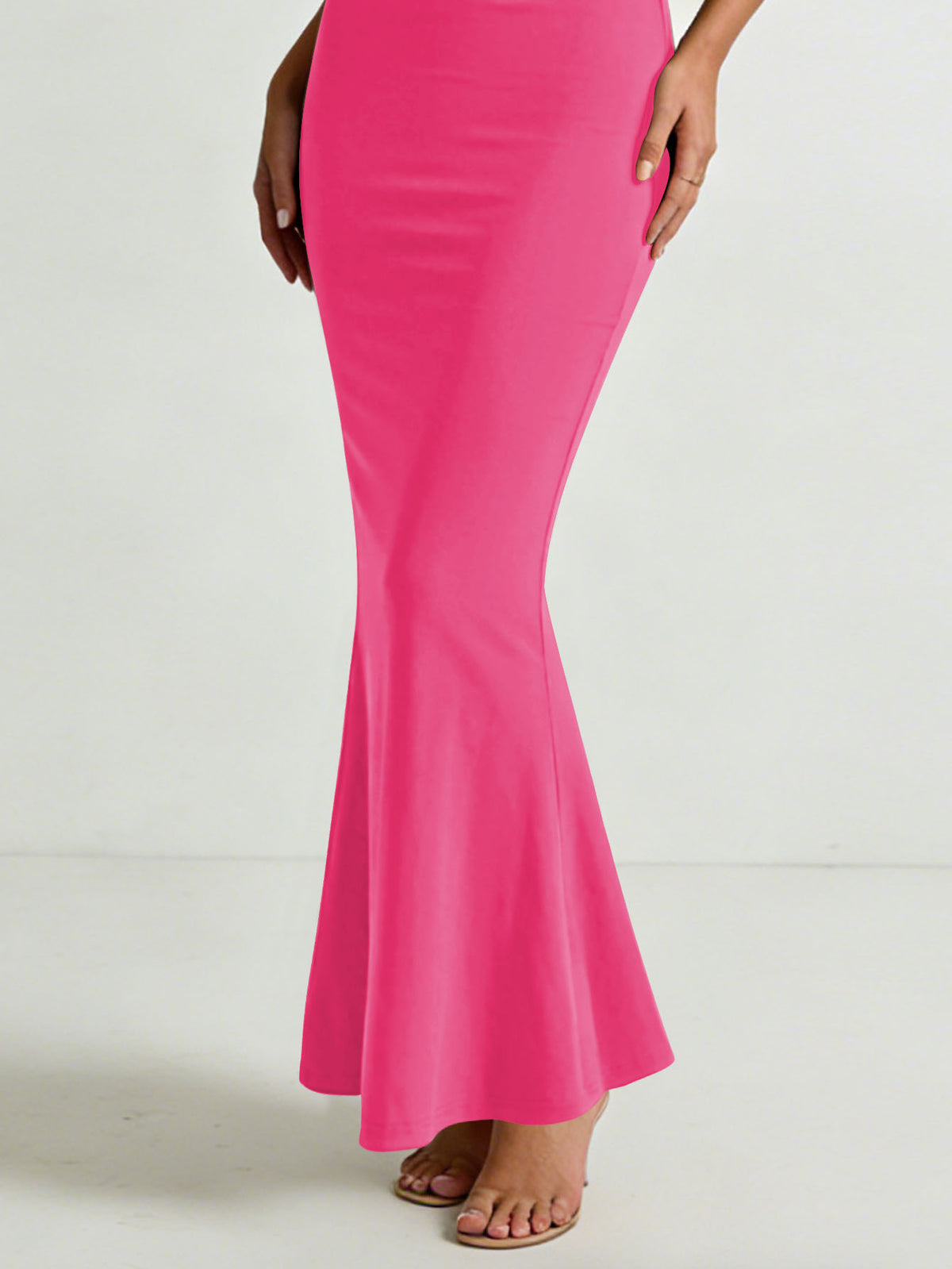 Women's Solid Color Spaghetti Strap Square Neck Bodycon Maxi Dress, Elegant Sleeveless Mermaid Evening Dress Summer Dress for Women