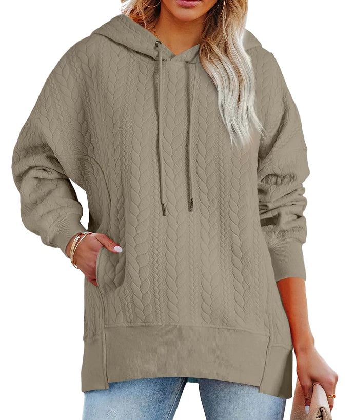 Casual Twist Texture Solid Color Women's Hoodie Sweater