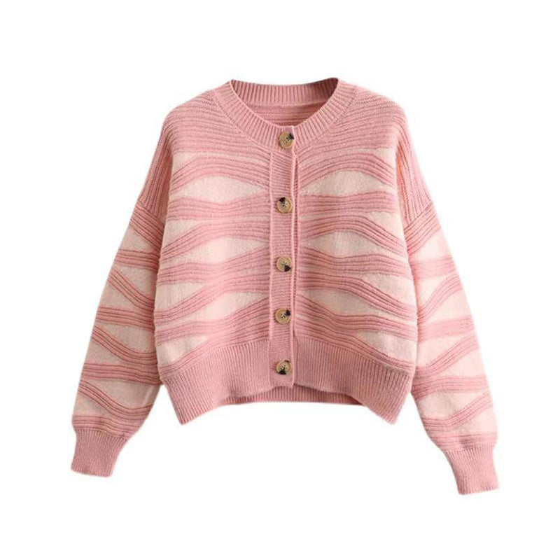 New Round-neck Top for Women Petite Short Sweater Jacket