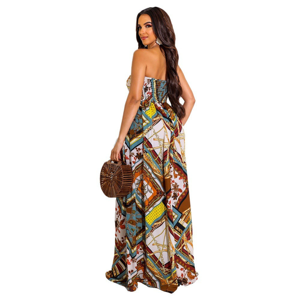 Leisure Chest Wrapped Loose Women's Jumpsuit
