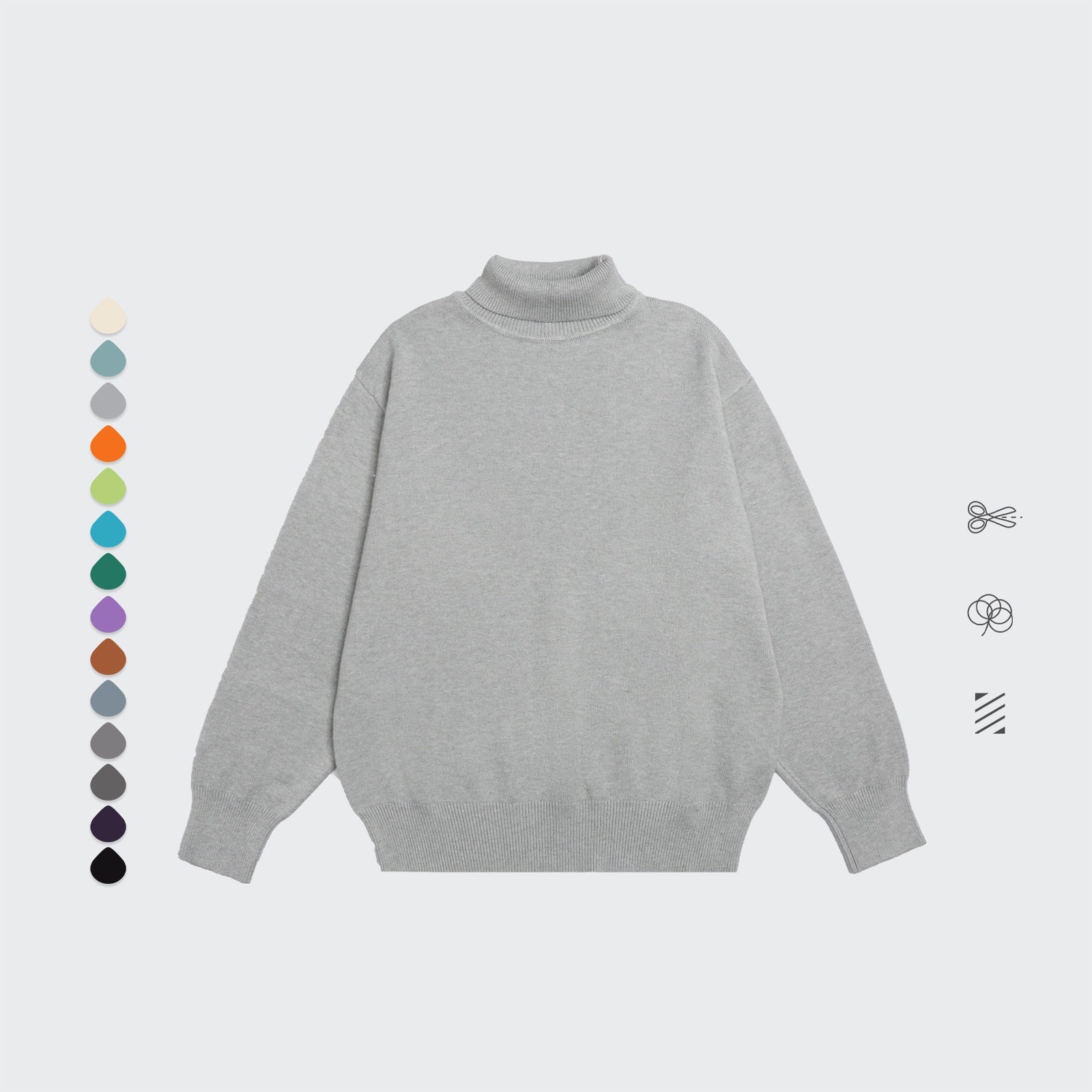 Core Spun Loose High Neck Sweater Solid Color Knitwear