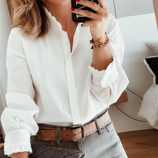 Women's White Long Sleeve Shirt