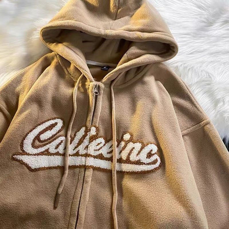 Cozy Fleece-Lined Hooded Zipper Sweatshirt in Milky Yellow