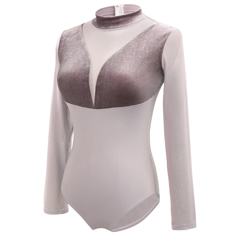 Women's Velvet Collar Long-Sleeve Sports & Dance Jumpsuit