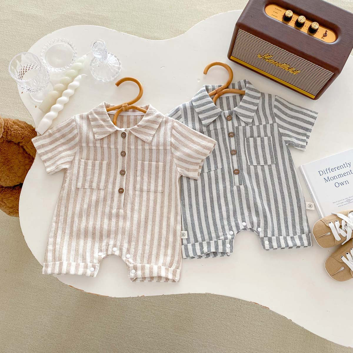Summer Baby Thin Short-sleeved Casual Jumpsuit