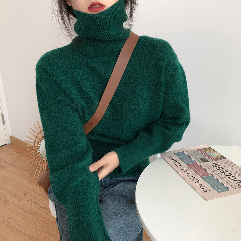 Japanese-style Retro Turtleneck Sweater for Women Loose and Laid-back