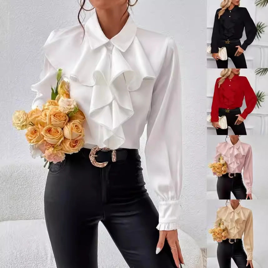 Design Ruffled Laminated Decoration Shirt