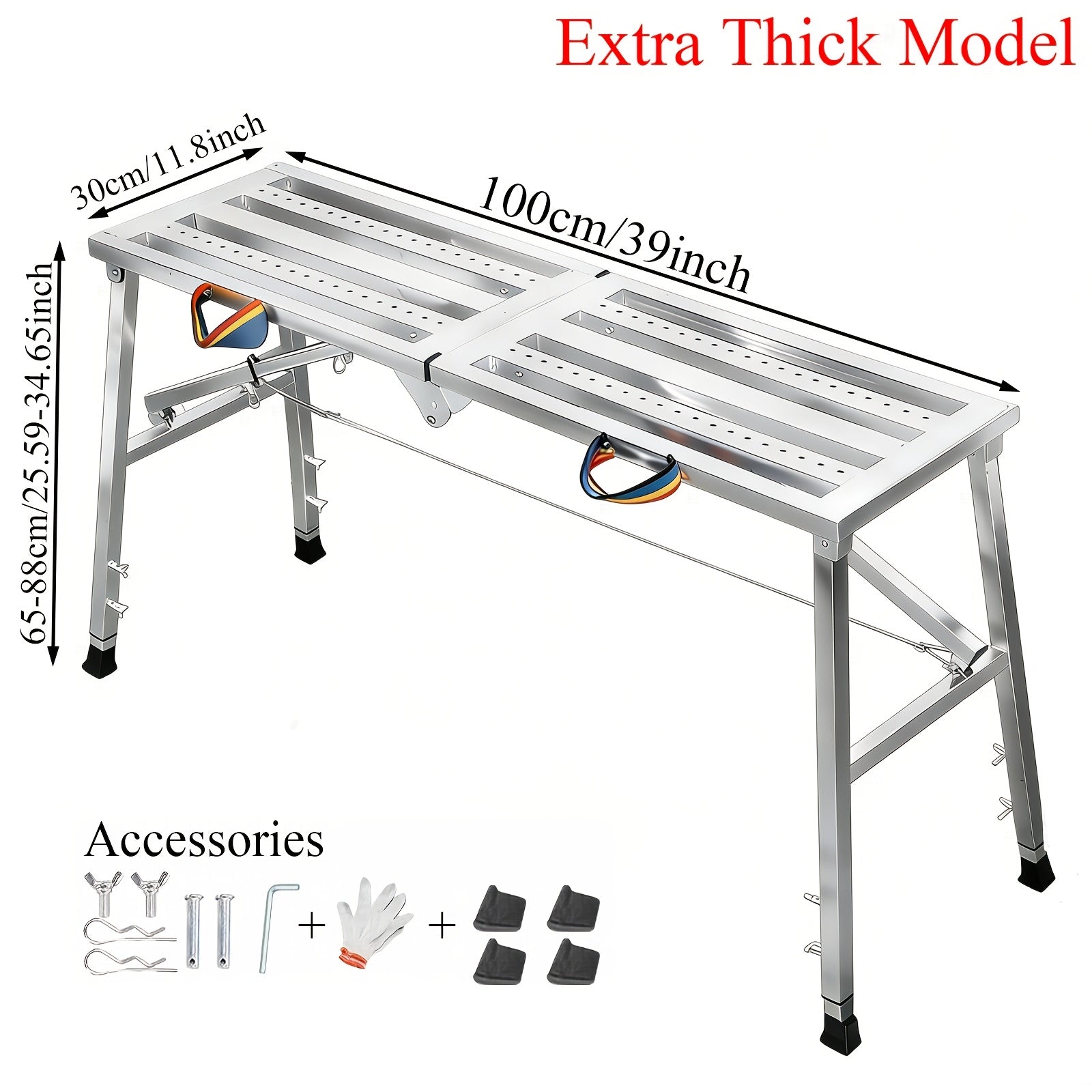 Heavy-Duty Foldable Workbench with Adjustable Height and Railing
