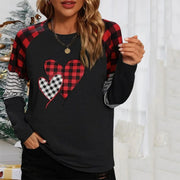 Women's Plaid Long-Sleeve Round Neck Loose Sweater