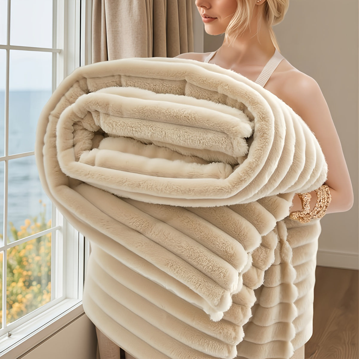 Luxurious Faux Rabbit Fur Throw Blanket