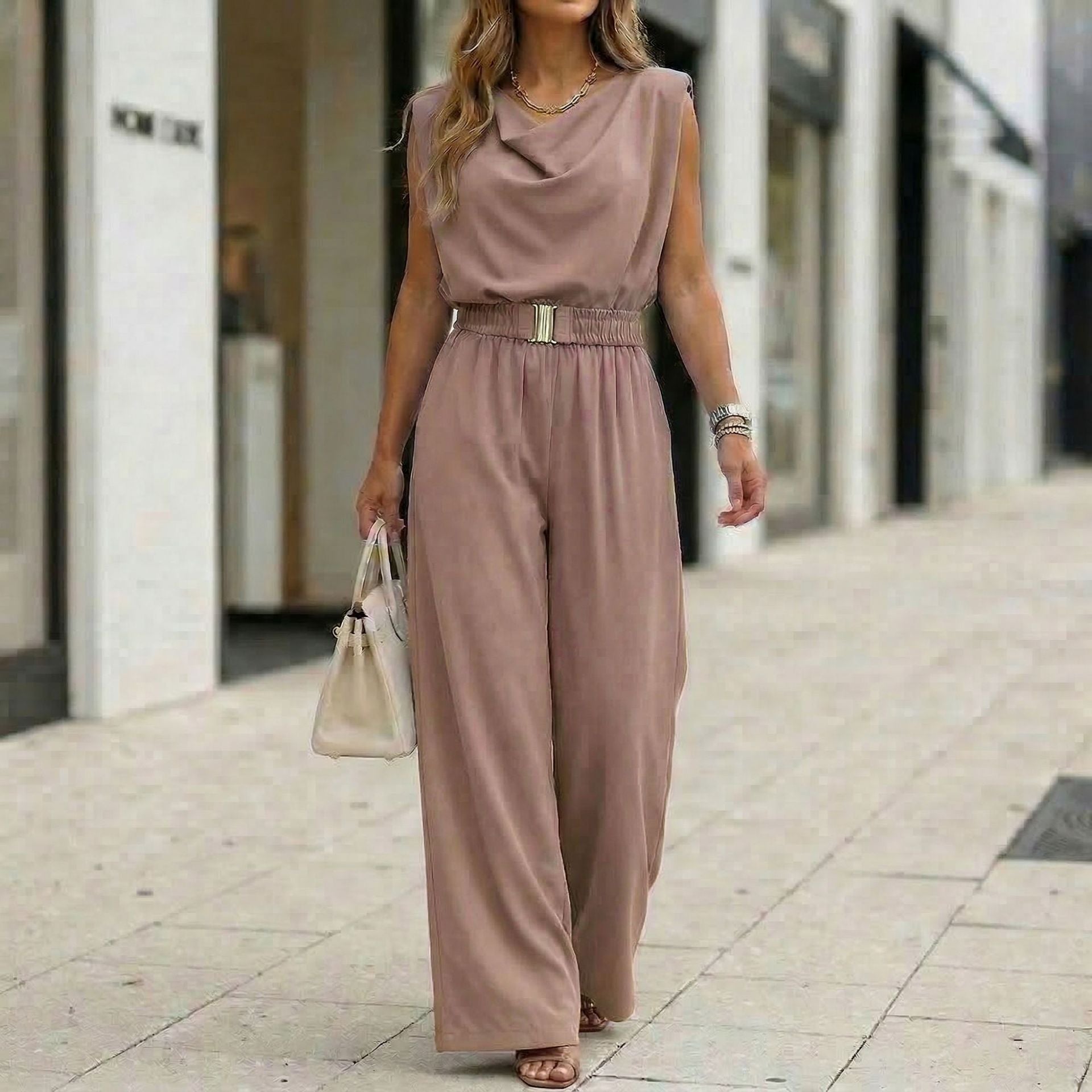 Women's Casual Off-Shoulder Wide-Leg Jumpsuit