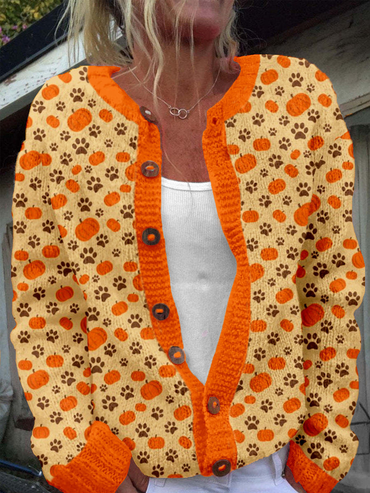 3d Digital Printing Cardigan Knitted Coat
