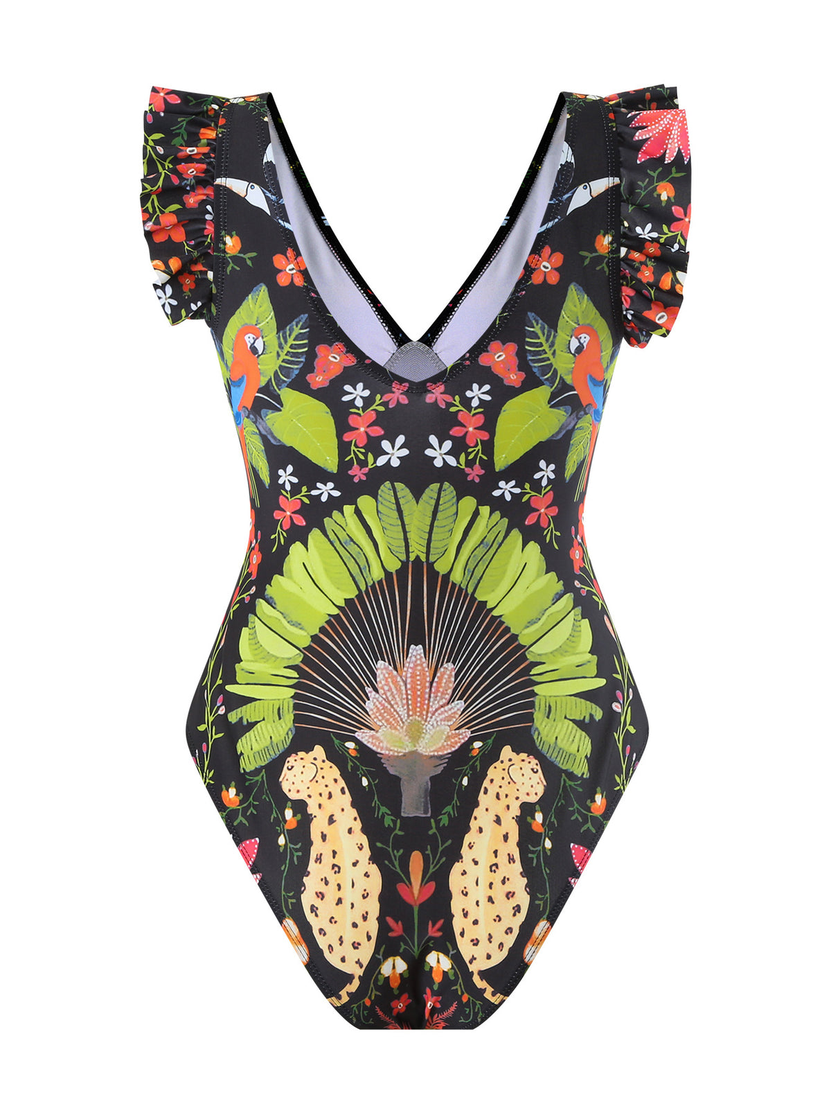 Printed Swimsuit Covering Belly Thin Flying Yarn Skirt