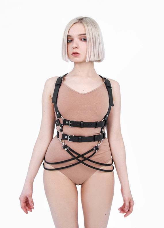 Adjustable Leather Belt Strap with Rivet Accents