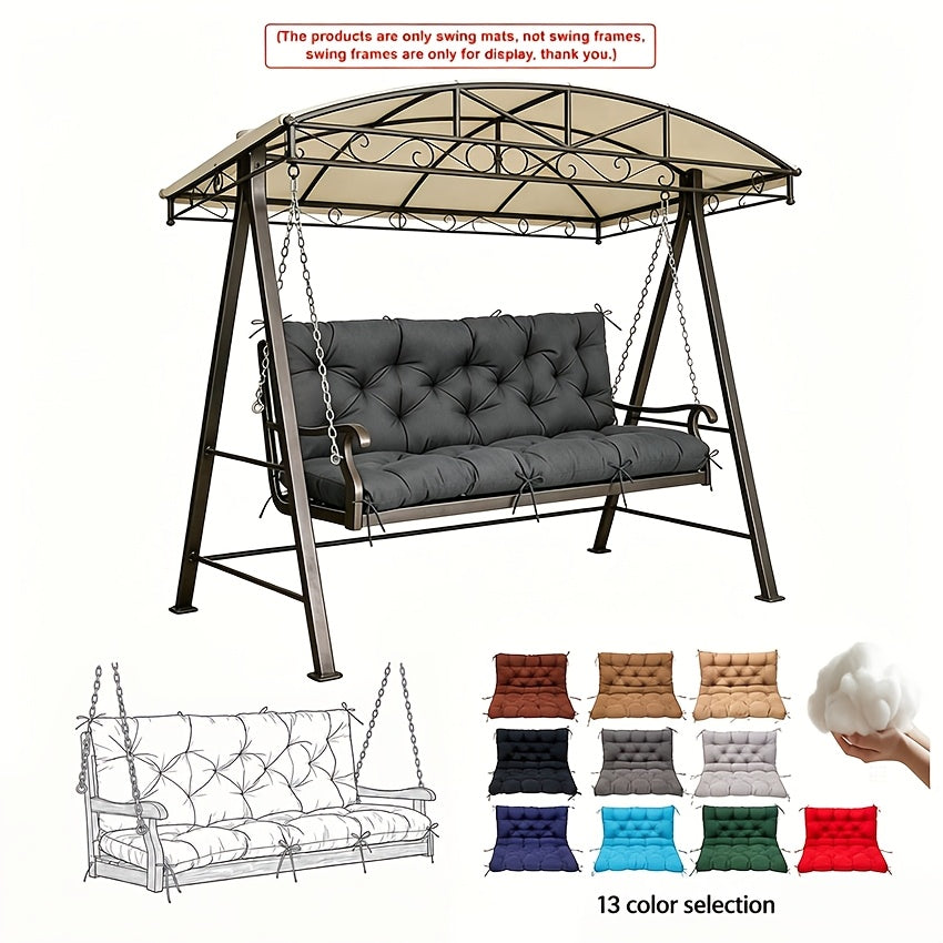 Waterproof Porch Swing Cushions 60 Inch • 2 3-Seater Replacement For Outdoor Furniture • With Backrest And Straps • Thick 5" Swing Seat Bench Cushion • Cushion Ties For Patio, Garden & Backyard • Dark Green 60''×40
