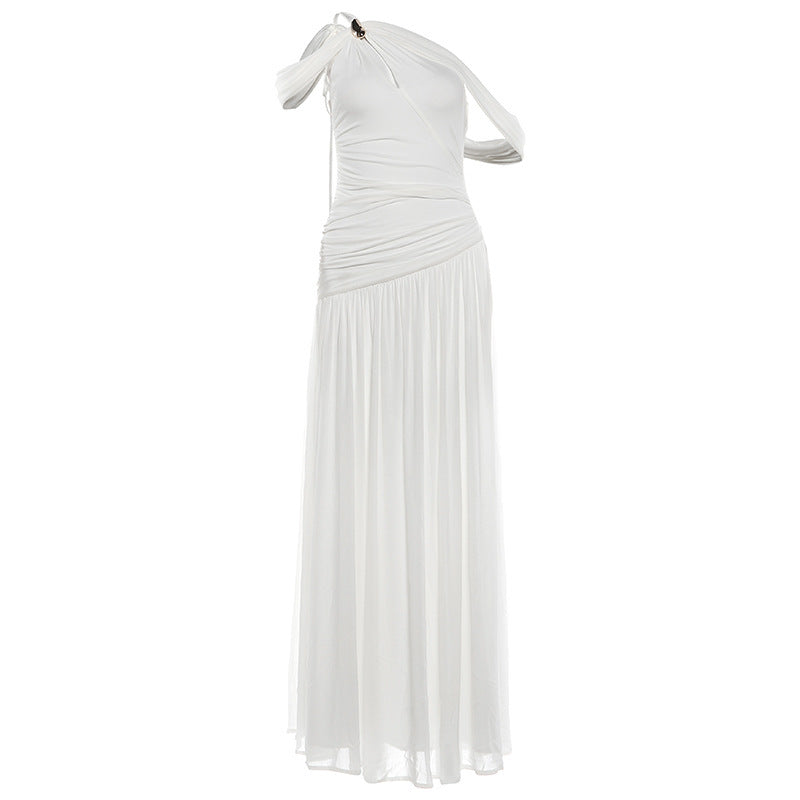 Womens French-style Off-shoulder Casual Dress