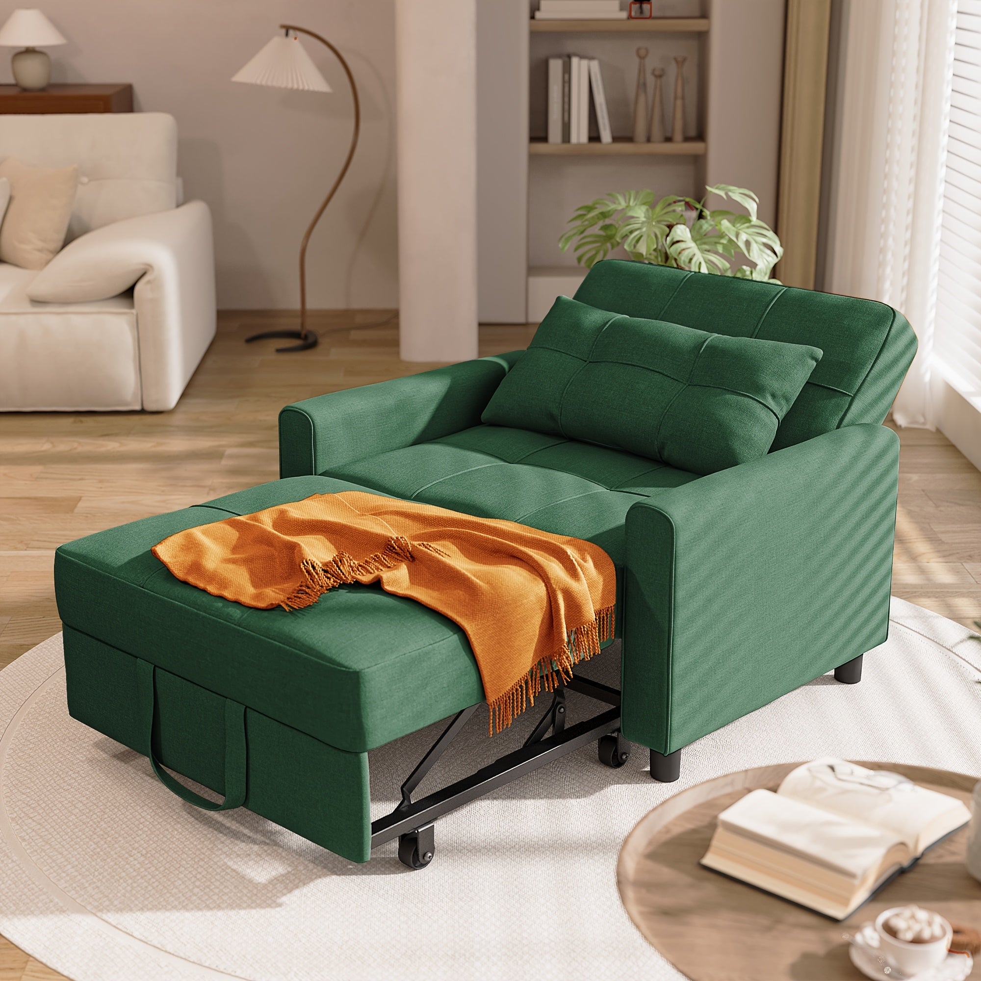 3‑in‑1 Convertible Sofa Chair with Pull‑Out Bed and Pillows – Modern Loveseat Design