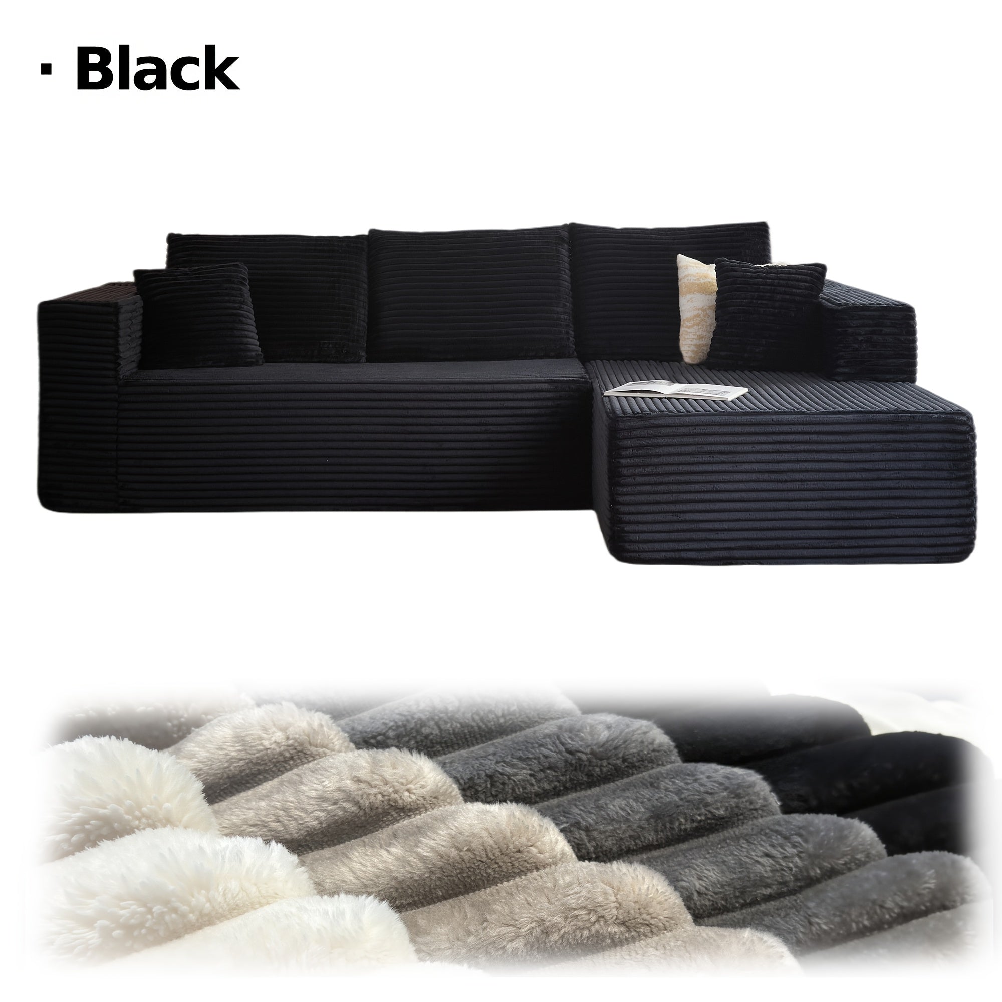 LIAROO Oversized L-Shaped Sectional Sofa with Chaise Lounge
