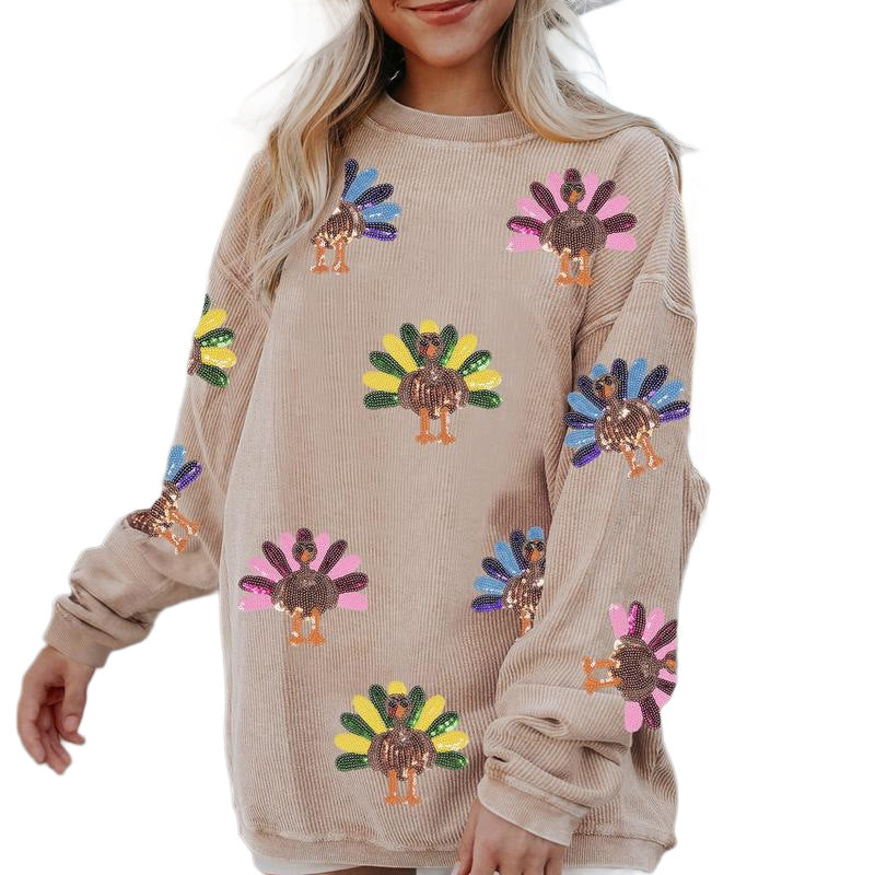 Women's Fashion Print Loose Long Sleeve Sweater