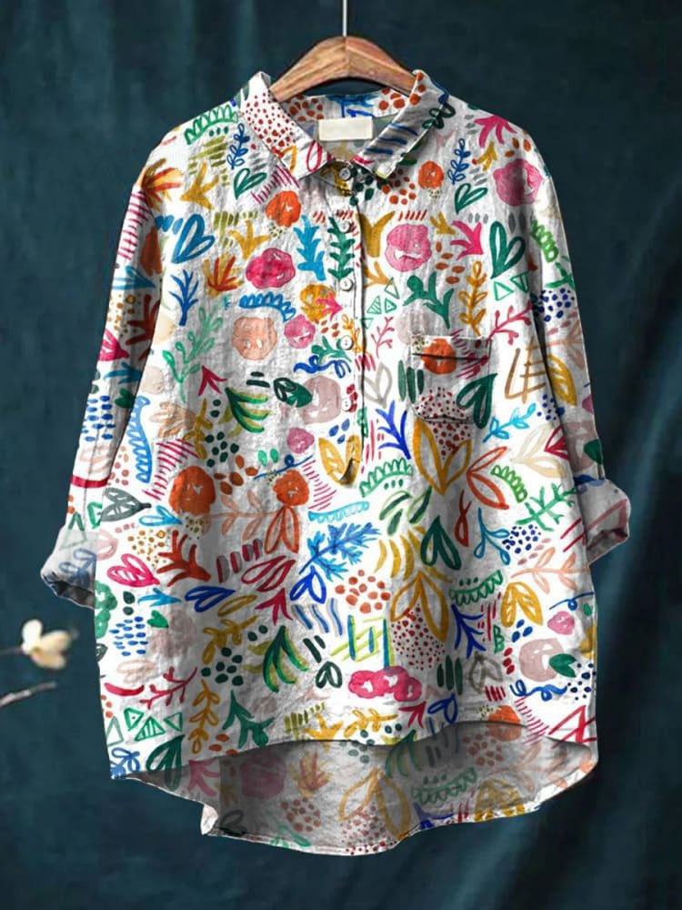 Casual Long Sleeve Shirt Animal Print