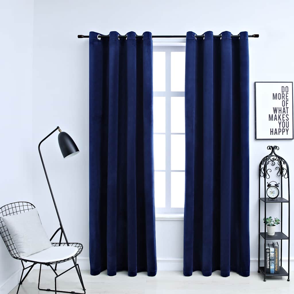 Blackout Curtains with Eyelets, 2 Pieces, Velvet