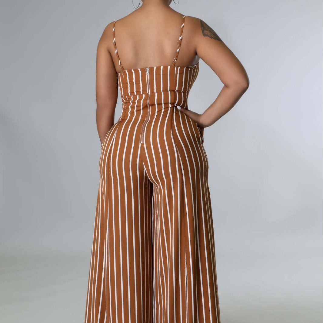 Elegant High-Waisted Milk Silk Commuter Jumpsuit