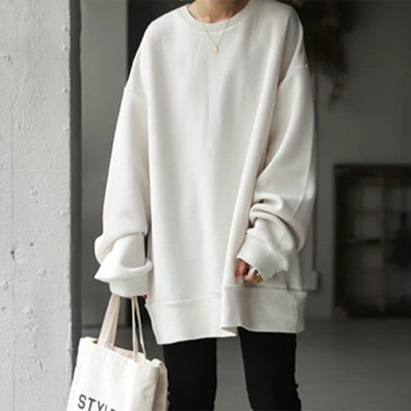 Women's Cozy Round Neck Loose Pullover Sweater