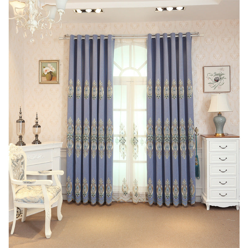 Slub Cotton Embroidery Curtain Fabric