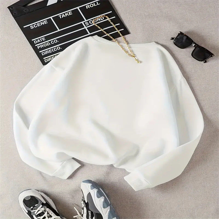 Trendy Print Round Neck Autumn Sweatshirt