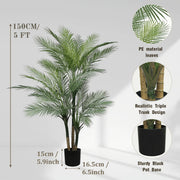 4 to 6 foot tall artificial tropical palm tree with realistic UV-resistant leaves