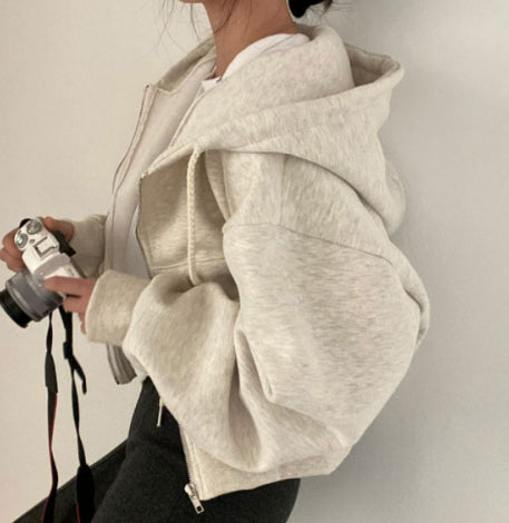 Women's Cozy Long Sleeve Zipper Pocket Hoodie