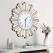 Large Wall Clock Silent Non-ticking Starburst Beveled Mirror Clocks Modern Sunburst Mirrors Home Decorations
