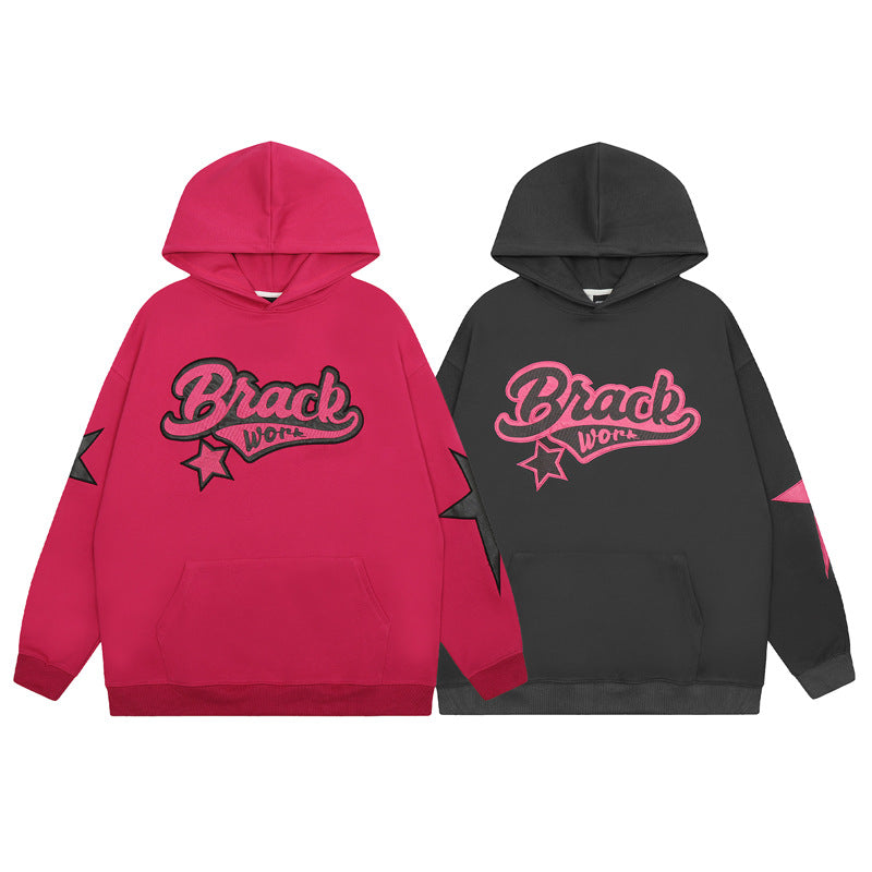 Alphabet Embroidery Cozy Hooded Sweatshirt
