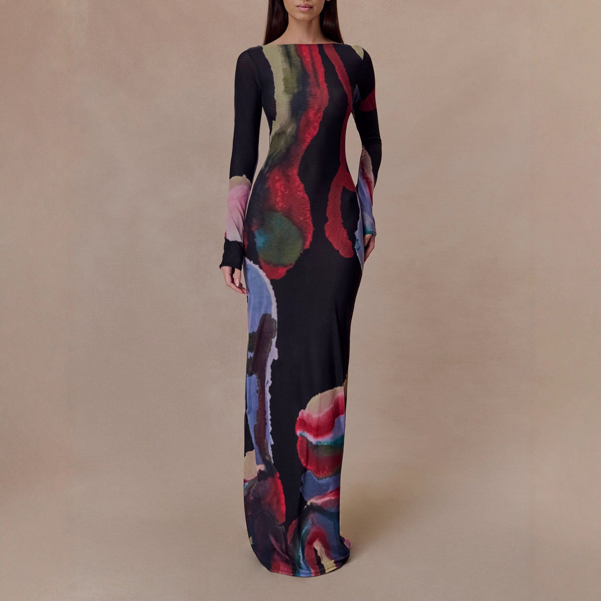 Elegant Off-Shoulder Tie-Dye A-Line Dress