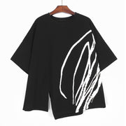 Graffiti Print Loose Fit Women's Short Sleeve Tee – Casual & Trendy
