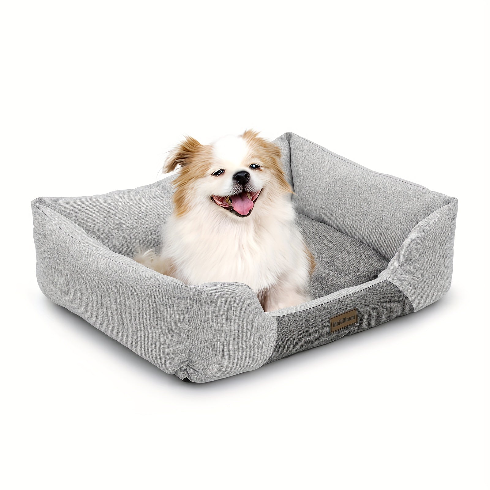 Monibloom 27"X21"X7" Dog Beds For Medium Small Dogs Machine-Washable Linen-Like Fabric Pet Beds Warming Cozy Soft Bed For Dogs And Cat