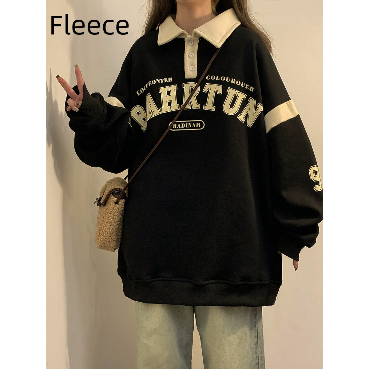 Retro Velvet Polo Collar Plus Size Thickened Winter Sweater