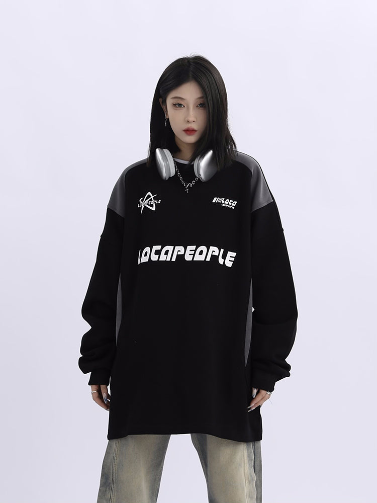 Racing Graphic Loose Fit Couple's Long Sleeve Sweater