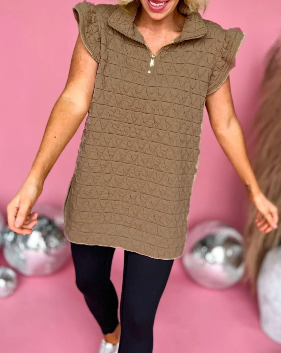 Women's Quilted Fleece Zip-Up Hooded Sweatshirt