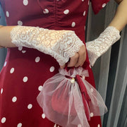 Sun Protection Lace Fingerless Gloves for Women