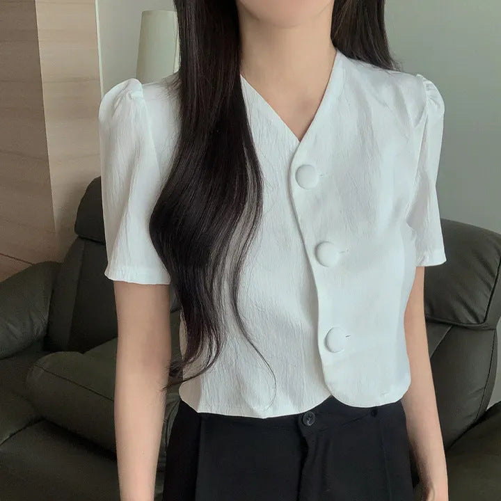 Women's Simple Versatile Slimming Casual Short-Sleeve Shirt
