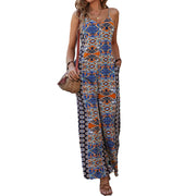 Backless Printed Womens Jumpsuit